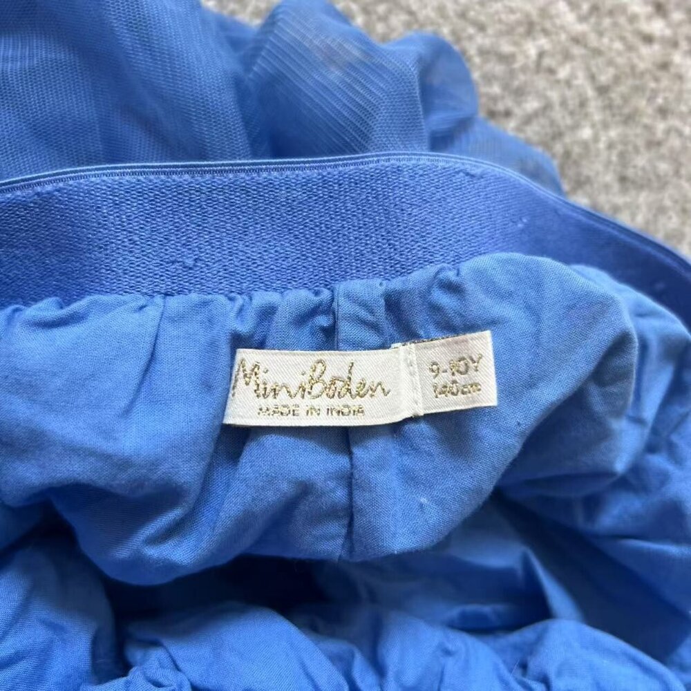 Mini Boden Girls Embroidery Blue Mesh Skirt Size 9-10 Duck Flowers - Picture 4 of 5